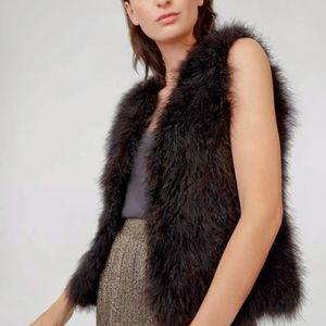 Club monaco marabou brown real feather vest women's